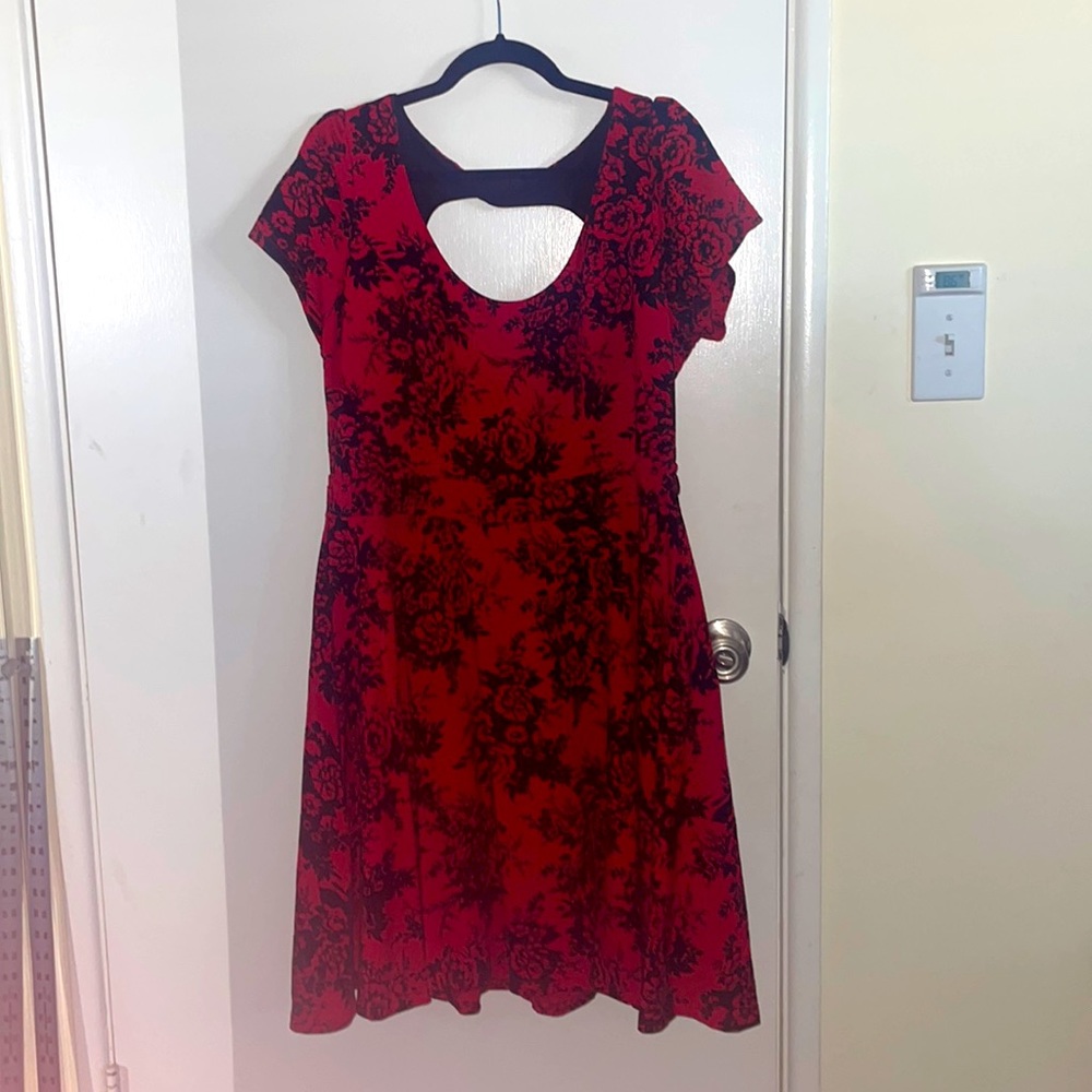 Stunning Red Floral Dress EUC